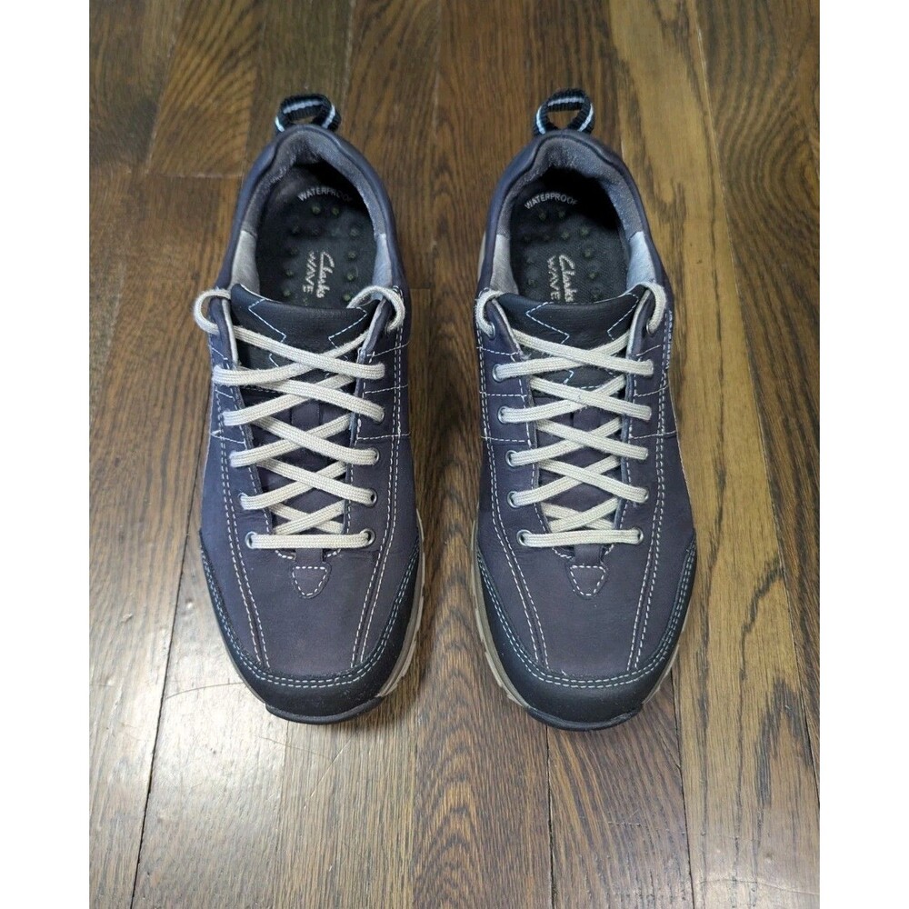 Clarks Wave Walk Andes Waterproof Shoes Women's Size 8W Navy Blue Hiking Trail